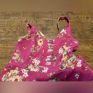 Curvy Sense 2X pink floral caged dress